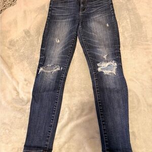 American Eagle Outfitters Dark Blue Distressed Skinny Jeans